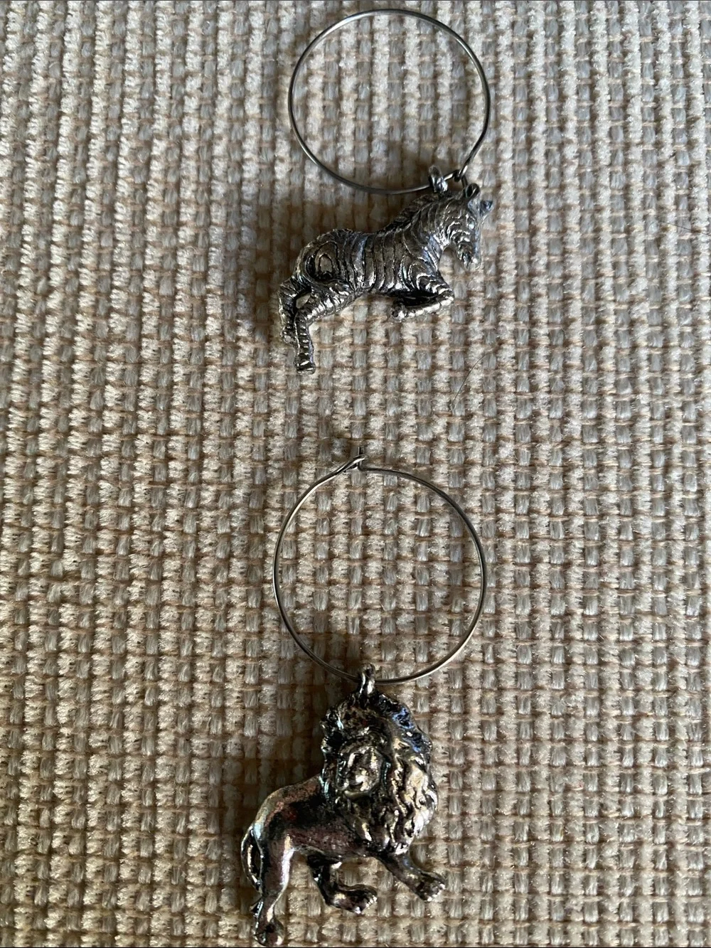 POTTERY BARN - “Safari” 6 Wine stem charms ‘99 New - Vintage